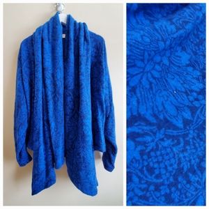 Byblos | Vintage Cardigan | Blue floral wool and angora, dolman sleeve Size S-M